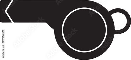 Black and White Whistle Icon for Referee or Coach