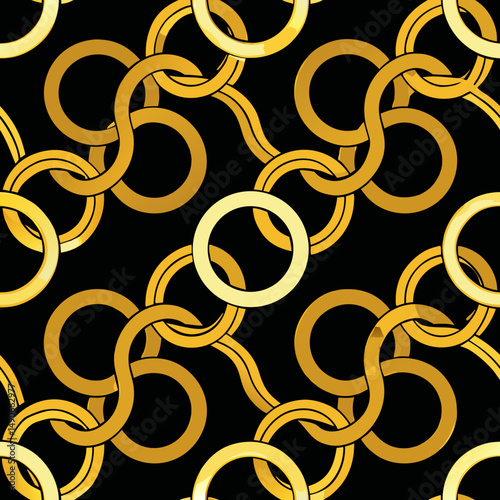 Gold interlocking chain pattern in a seamless vector design  