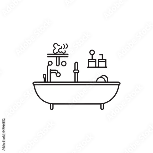 Printbathtub and baby bath icon isolated on white background in flat vector style