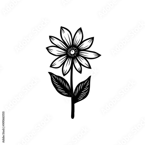 Monochrome floral illustration exhibiting elegance in a minimal arrangement