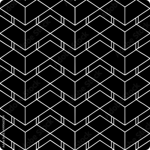 Geometric seamless vector pattern with trapezoid shapes on black  