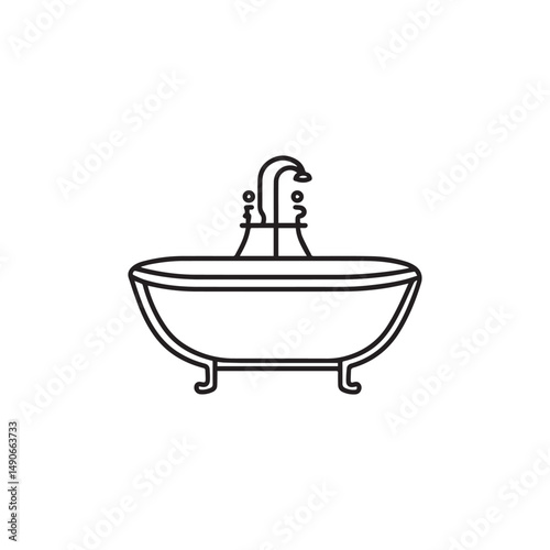 Printbathtub and baby bath icon isolated on white background in flat vector style