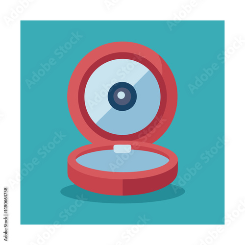 Compact Mirror with Hidden Camera Flat Vector Illustration