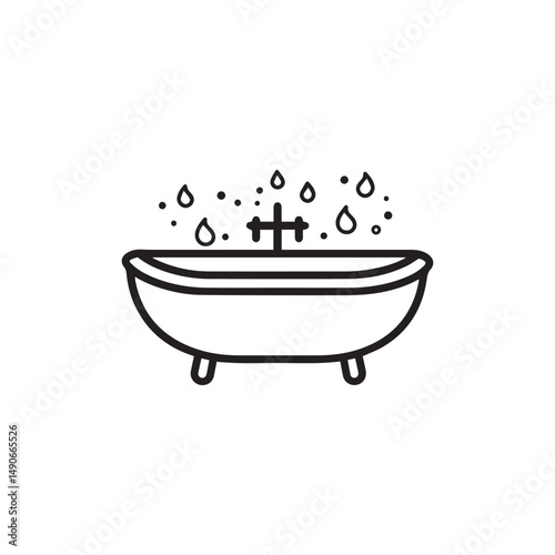 Printflat vector illustration of bathtub and baby bath icon on white background