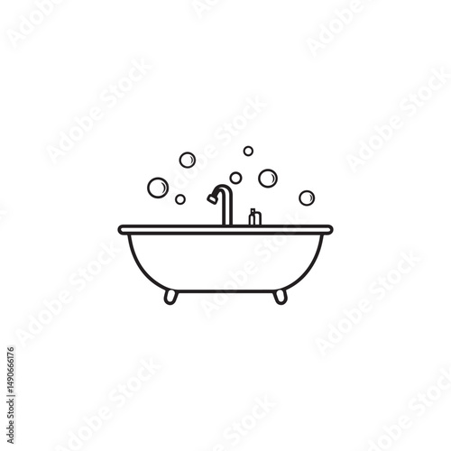 Printflat vector illustration of bathtub and baby bath icon on white background