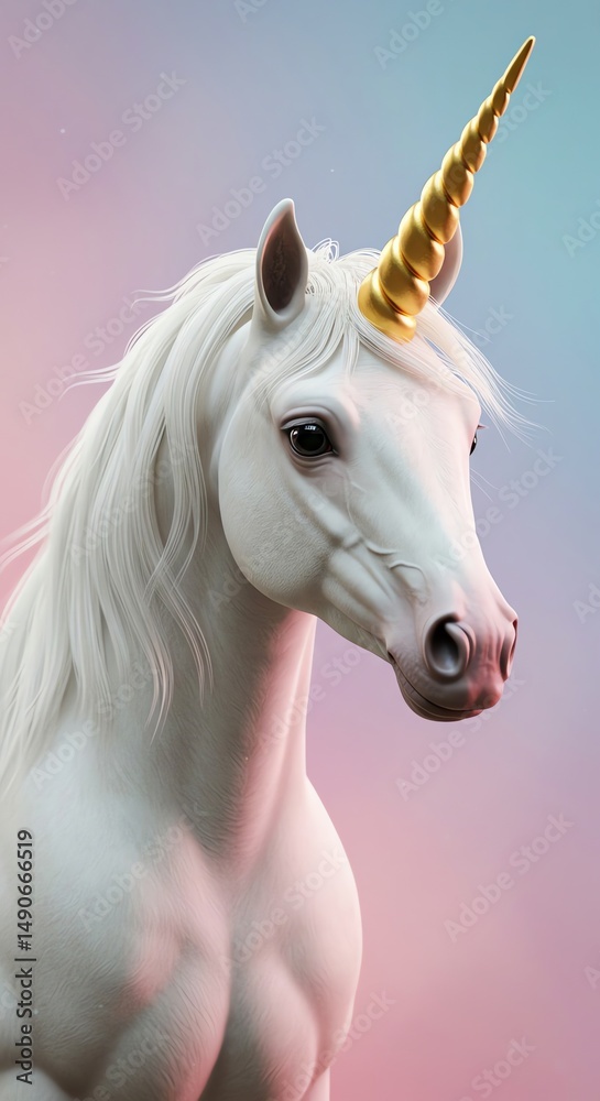 Obraz premium White Unicorn with Gold Horn