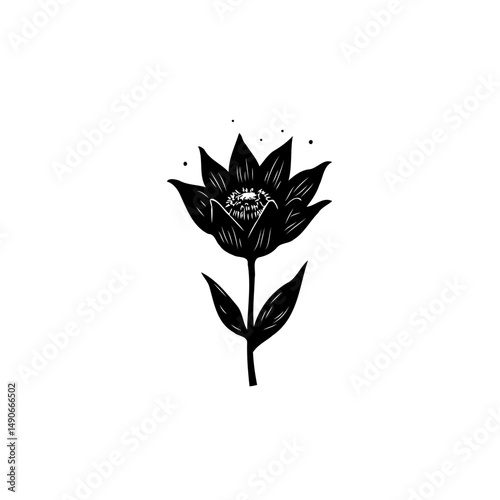 Elegant floral artwork with stark contrasts and stylized botanical elements