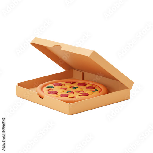 Wallpaper Mural Delicious pizza in a cardboard box, 3d style illustration Torontodigital.ca