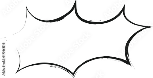 Explosion Speech Bubble Comic Style Brush Stroke Outline Isolated on White Background