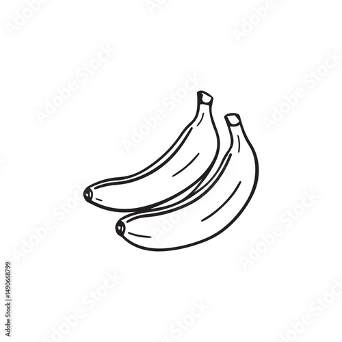 Printsimple banana fruit line vector icon isolated for website and digital design