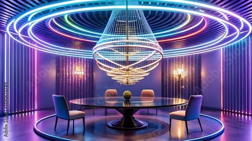 Futuristic Neon Dining Room. 