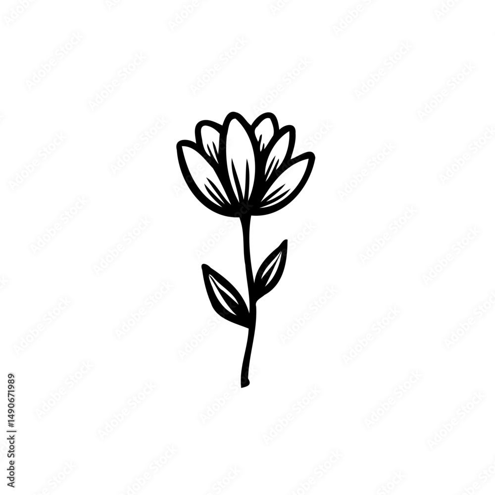 Obraz premium Elegant botanical illustration featuring a stylized flower blossom on white background