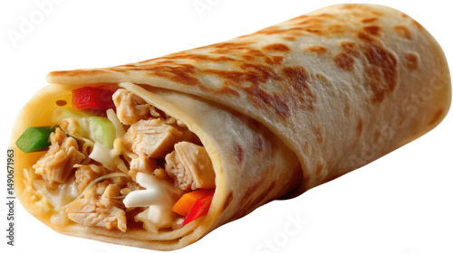 Delectable Wrap Delight: A mouthwatering shot of a wrap, beautifully showcasing its savory filling and the skill of its preparation, offering a glimpse into the art of culinary creation.