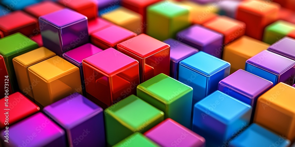 Obraz premium Colorful Cubes Abstract 3D Blocks Background
