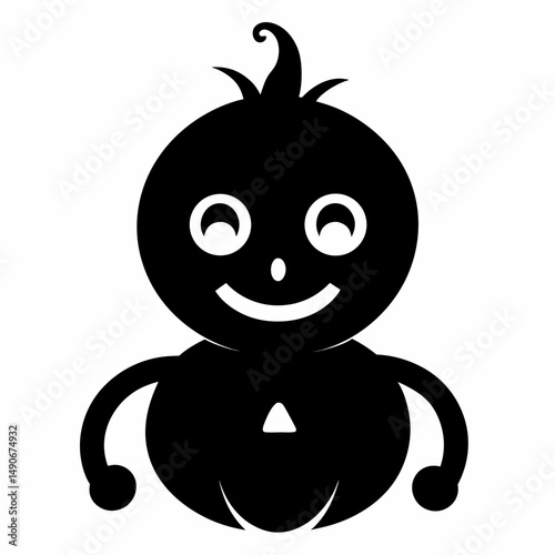 Baby Boo Pumpkin Silhouette icon on white background