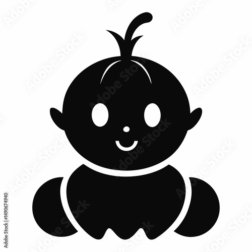 Baby Boo Pumpkin Silhouette icon on white background