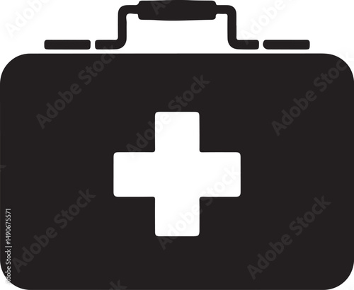 Simple Black First Aid Kit Icon Graphic