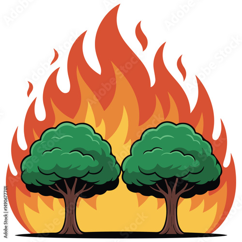 Wildfire disaster doodle isolated vector illustration