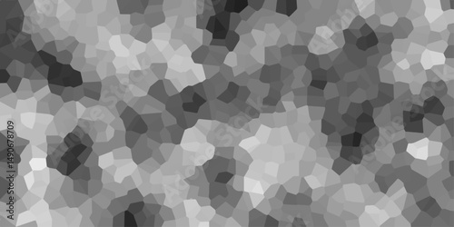 Black & white broken quartz stained glass & seamless pattern vintage background. Crystal Voronoi Diagram Background for Website, Fabric Printing, Brochures. light abstract mosaic polygonal background.