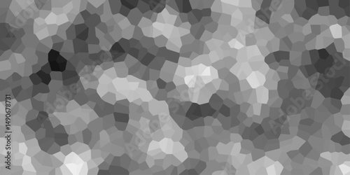 Black & white broken quartz stained glass & seamless pattern vintage background. Crystal Voronoi Diagram Background for Website, Fabric Printing, Brochures. light abstract mosaic polygonal background.