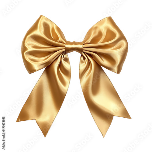  Gold ribbon satin bow curly scroll