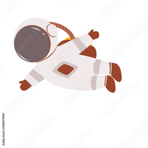 Joyful Astronaut Floating in Space: Cute Illustration