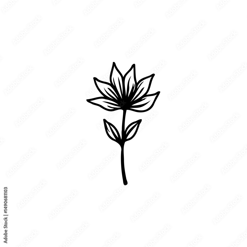 Fototapeta premium Elegant botanical illustration showcasing delicate flower and foliage detailing