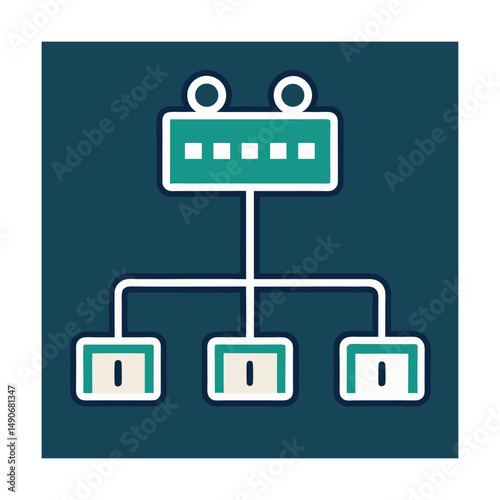 Flat Network Switch Icon for Ethernet and Connectivity Hub