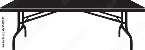 Black Silhouette of a Rectangular Folding Table