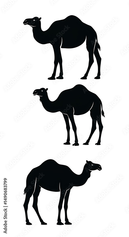 Fototapeta premium Desert Shadows: A Camel Trio