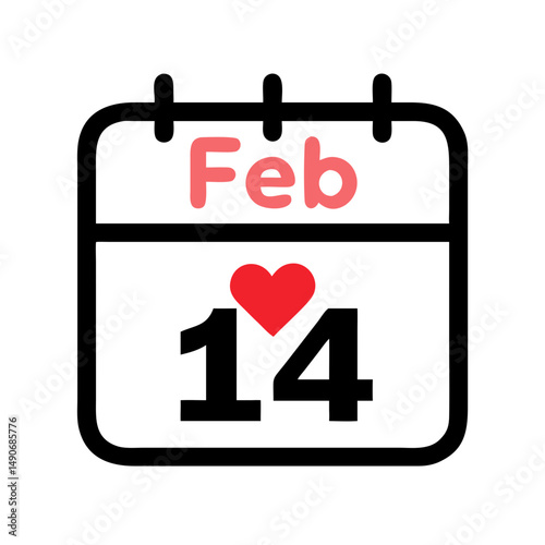 love calendar february 14 icon, love calendar february 14 vector illustration-simple illustration of love calendar february 14, perfect for love calendar february 14 logos and icons