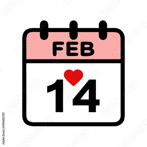 love calendar february 14 icon, love calendar february 14 vector illustration-simple illustration of love calendar february 14, perfect for love calendar february 14 logos and icons