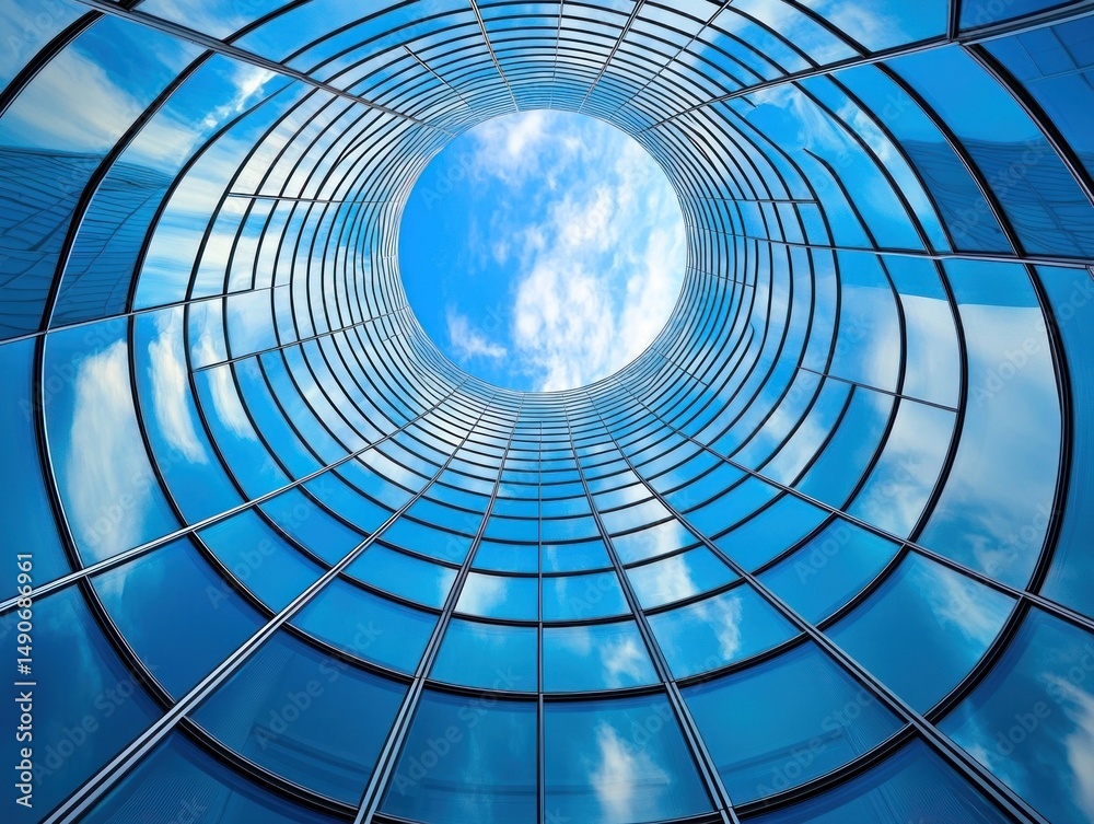 Naklejka premium Modern glass building interior view