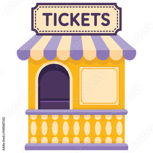 Carnival ticket window isolated vector illustration