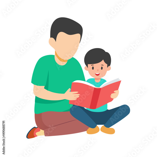 parent and child reading icon, parent and child reading vector illustration-simple illustration of parent and child reading, perfect for parent and child reading logos and icons