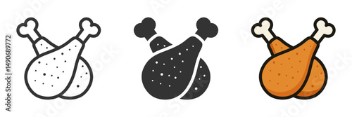 Vector illustration of grilled chicken drumsticks icon.