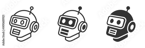 Vector illustration of cartoon robot head with antenna.