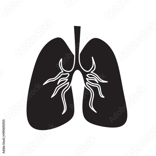 Human lungs silhouette. Respiratory system icon.