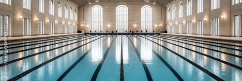 Large indoor pool with multiple lanes