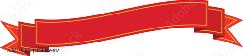 Red Ribbon with Gold Line Banner Icon - Vector Decorative Labels and Badges