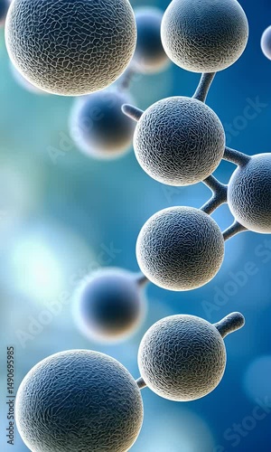 Dynamic Visualization of Molecular Structure with Textured Spheres and Blue Gradient Backdrop