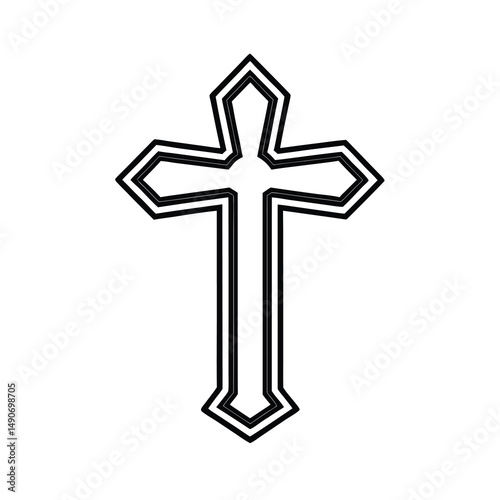 silver cross on white background