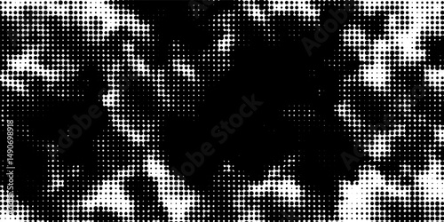 Grunge halftone gradient background. Faded grit noise texture. White and black sand wallpaper. Retro pixelated backdrop. Anime or manga style comic overlay. eps 10