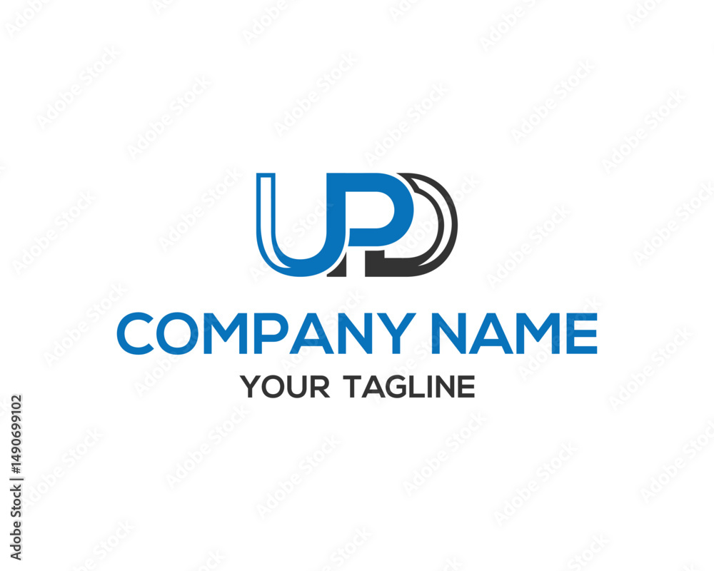 Elegant UPD initial letter logo design with blue and black colors vector template design Elegant UPD initial letter logo design with blue and black colors vector template design