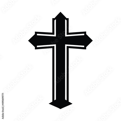 christian cross icon black vector silhouette