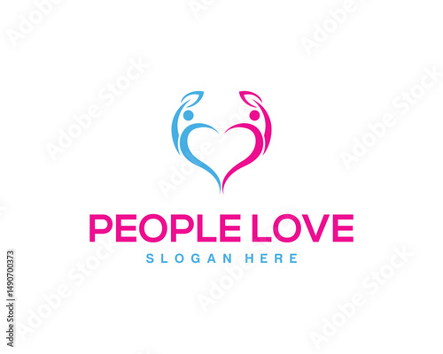 Abstract people love heart shape symbol vector template for healthcare and community wellbeing organization