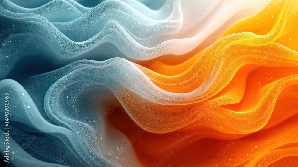 Fototapeta premium Abstract flowing fabric design in cool tones and warm hues