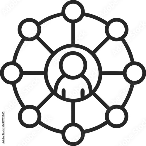 Social network or work networking icon with people and diagrams