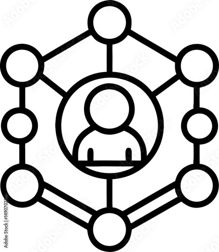 Social network or work networking icon with people and diagrams