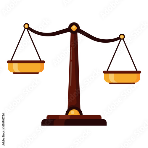 Flat vector of scales of justice representing legal balance and impartiality